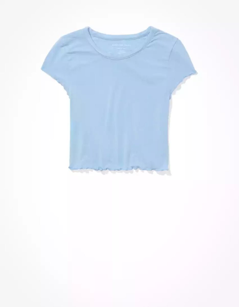 T Shirts American Eagle AE Cropped Soft & Sexy Tee Bleu Clair Femme | NSY-38577024